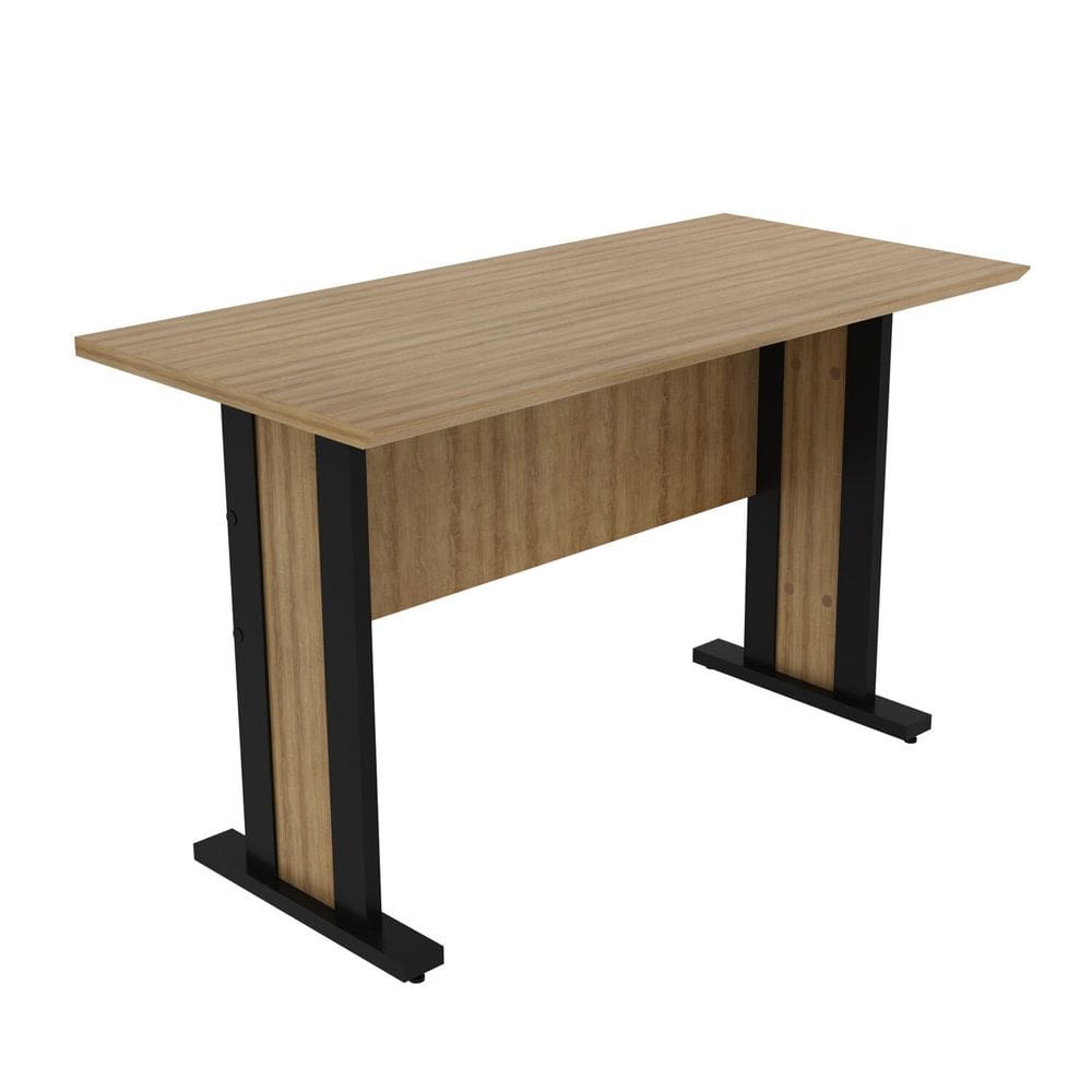 Mesa Reta de Escritório 117cm com Tampo de 25mm Office Amêndoa/Preto