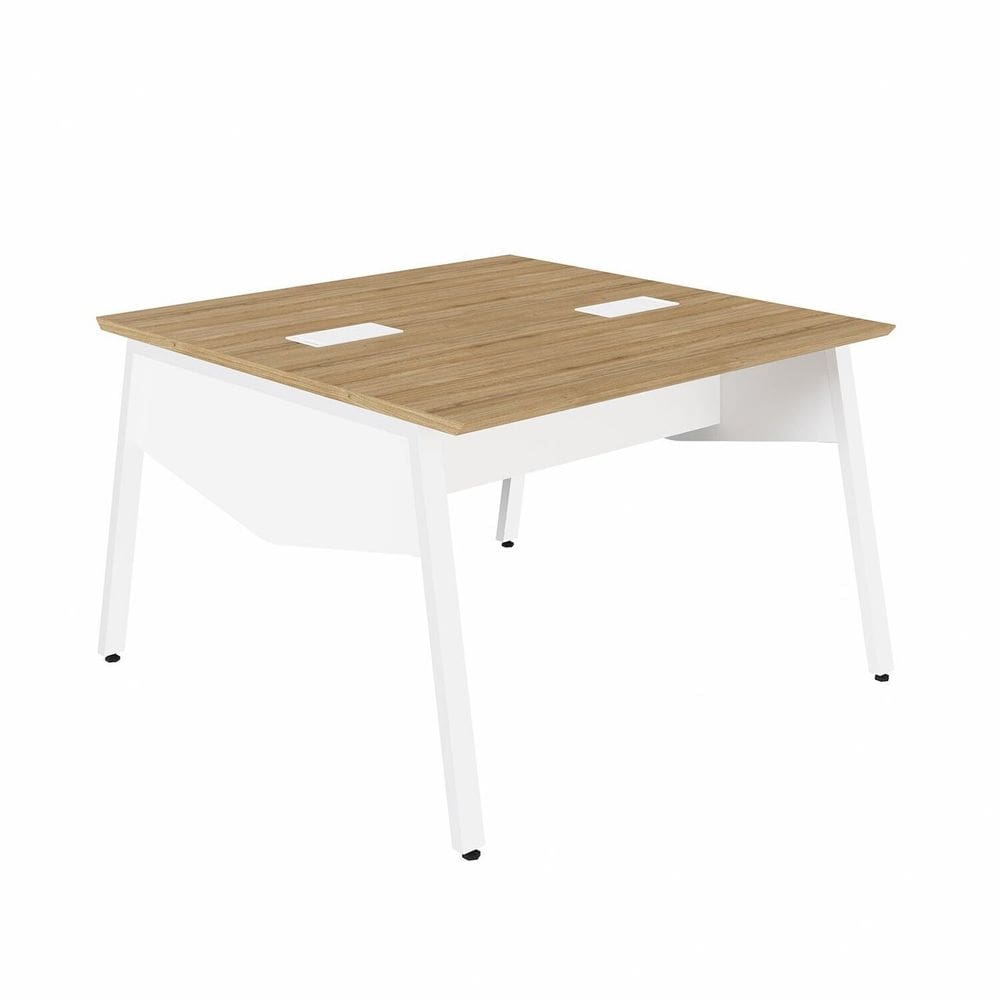 Plataforma de Trabalho para 2 Pessoas 120cm com Caixa de Tomadas Industrial Executive Macadâmia/Branco