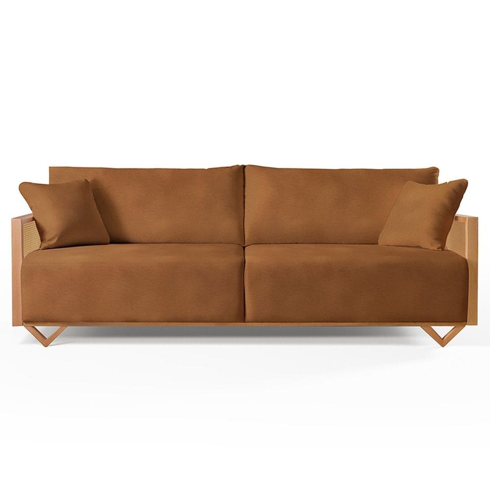 Sofá Fixo 3 Lugares Luxo 190cm Arthur Caramelo