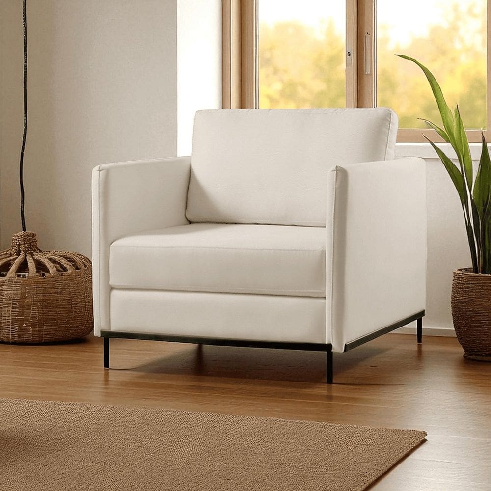 Poltrona Luxo Madeira Maciça Eucalipto Ravi Off White