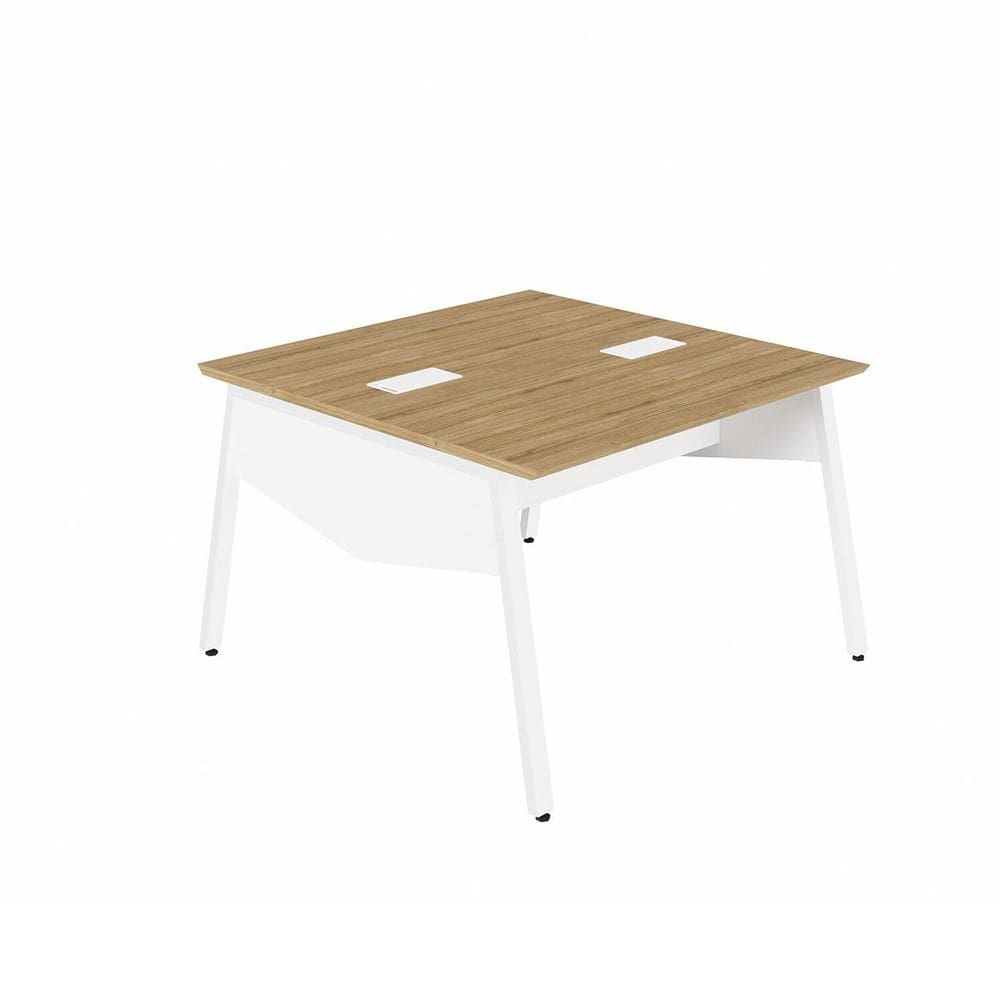 Plataforma de Trabalho para 2 Pessoas com Caixas de Tomadas Industrial Executive Macadâmia/Branco