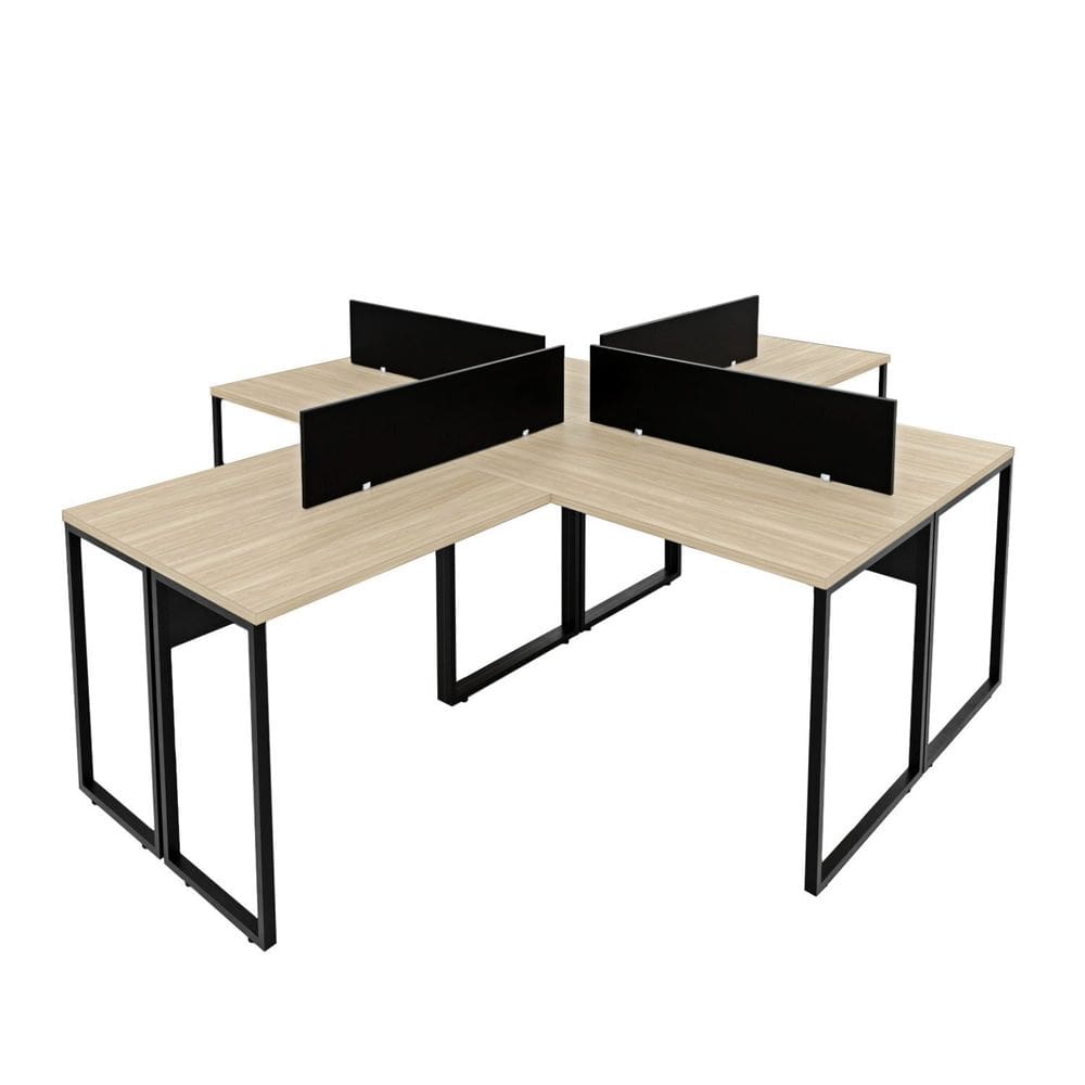 Escrivaninha Ilha em L Estação de Trabalho Mesa Industrial 240x78cm Office Dubai