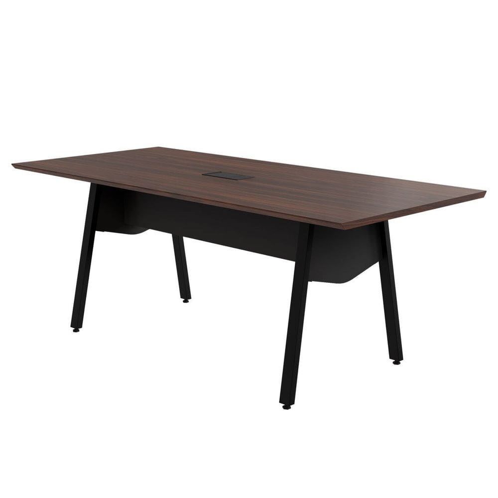 Mesa de Reunião 20cm para 8 Pessoas com Caixa de Tomadas Industrial Executive Louro Preto / Preto