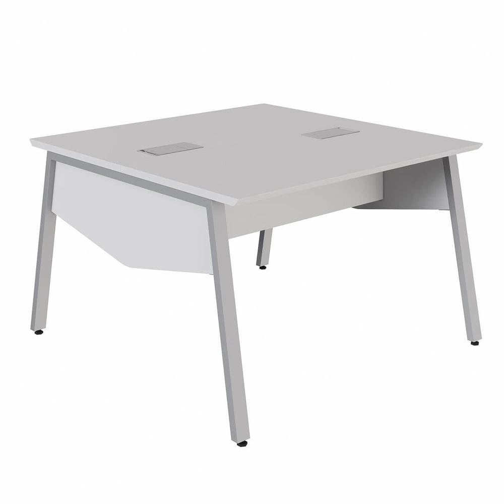 Plataforma de Trabalho para 2 Pessoas 120cm com Caixa de Tomadas Industrial Executive Cinza