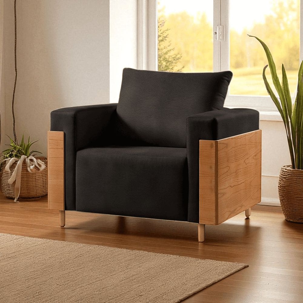 Poltrona Luxo Madeira Maciça Heitor Preto