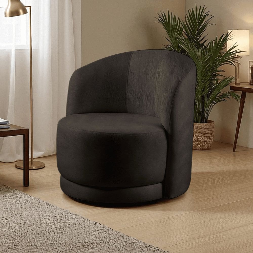 Poltrona para Sala de Estar Madeira Maciça Base Fixa Alice Preto