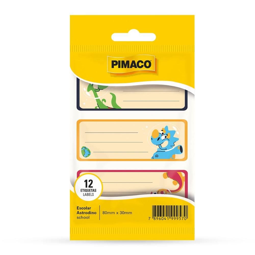 Etiqueta escolar Astro Dino com 12 unidade - Pimaco