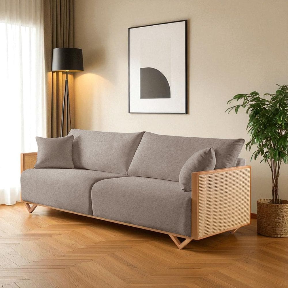 Sofá Fixo 3 Lugares Luxo 190cm Arthur Cappuccino