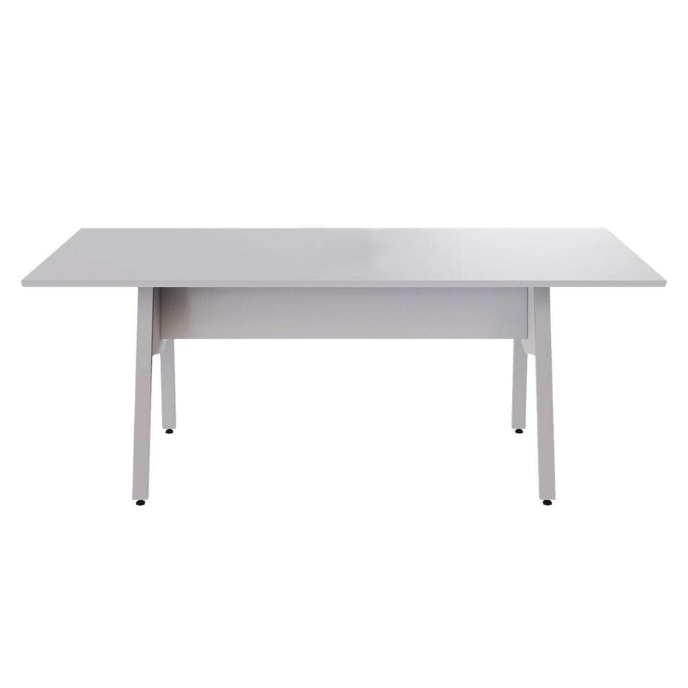 Mesa de Reunião 200cm para 8 Pessoas com Tampo Chanfrado Industrial Executive Cinza
