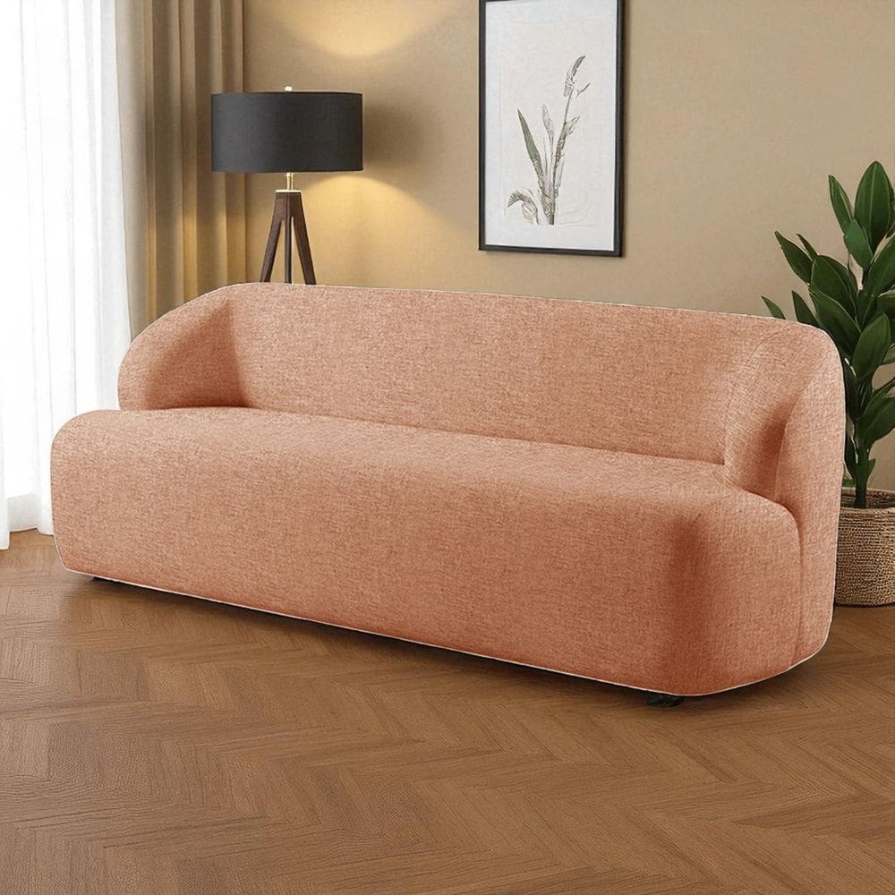 Sofá Fixo Noah 3 Lugares Luxo 2,20m Castellar Móbile Linho Terracota