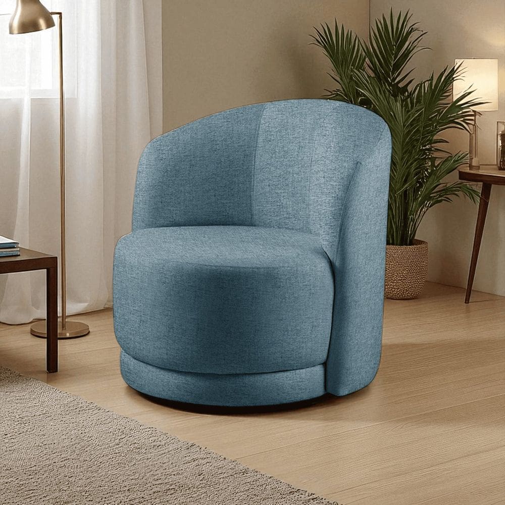 Poltrona para Sala de Estar Madeira Maciça Base Fixa Alice Azul