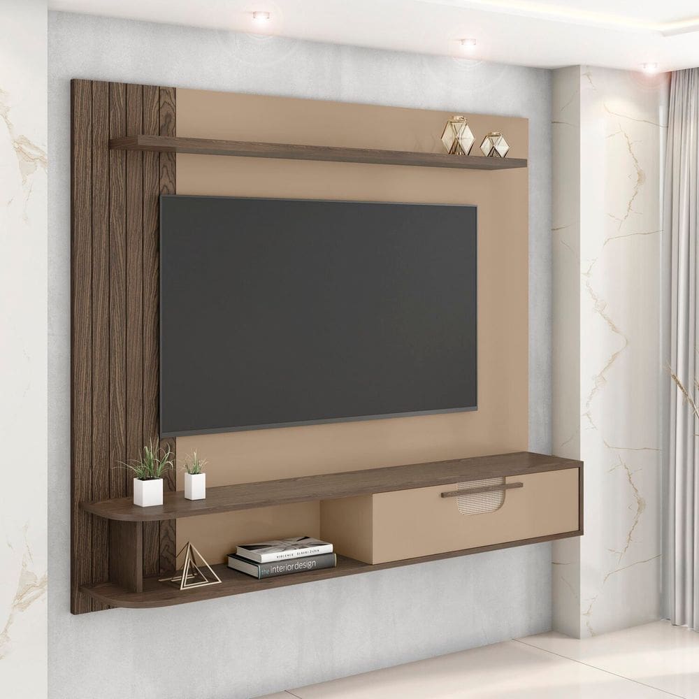 Painel para Tv 50 Polegadas 160,2cm X 136cm Jeri Cinza/Carvalho