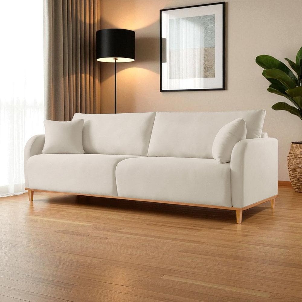 Sofá Fixo 3 Lugares Luxo 180cm Camila Off White