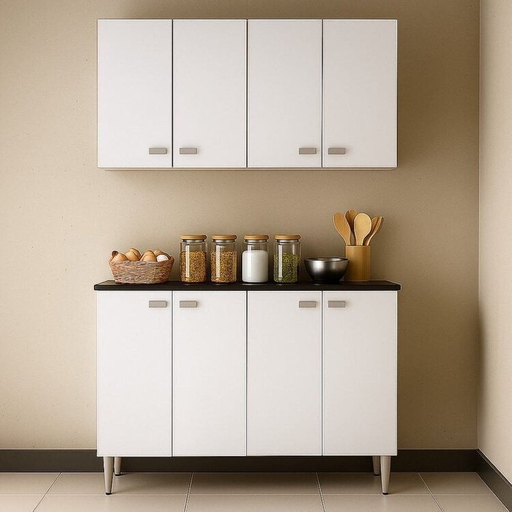 Conjunto Multiuso 4 Peças 8 Portas para Cozinha Área Gourmet Escritório Área de Churrasco - Carol Branco
