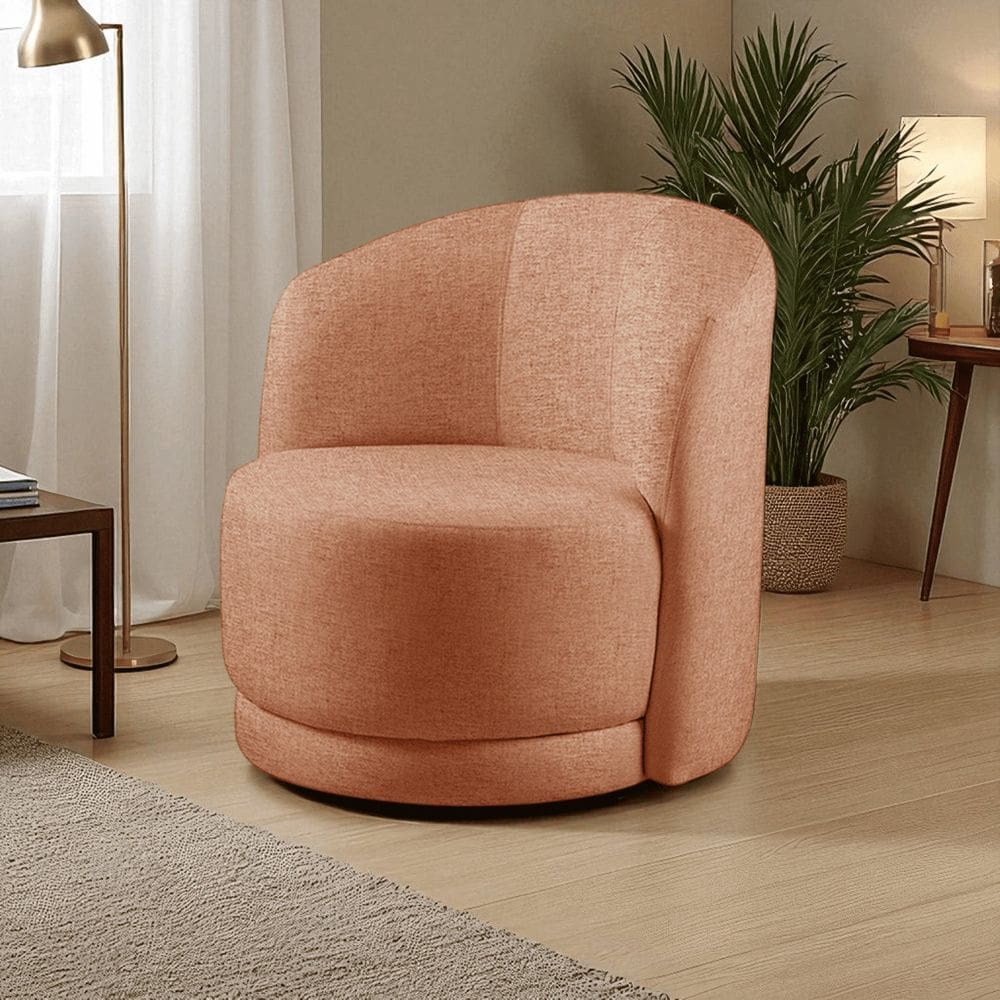 Poltrona para Sala de Estar Madeira Maciça Base Fixa Alice Terracota