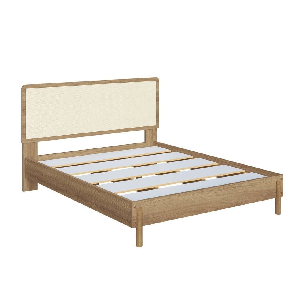 Cama Queen com Cabeceira Telada e Pé Madeira Maciça 172cm Oslo