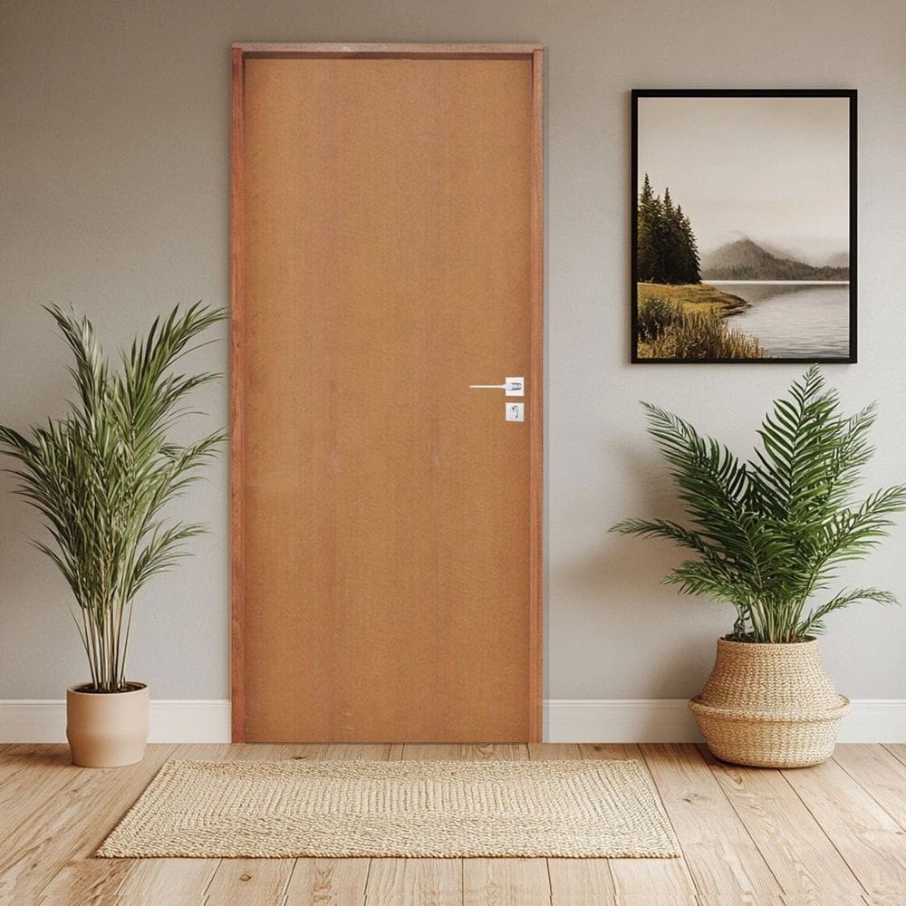 Porta Lisa Padrão Batente Ecológico 09 Fechadura 803/25 Inox 62 X 210cm Lado Esquerdo Rodam