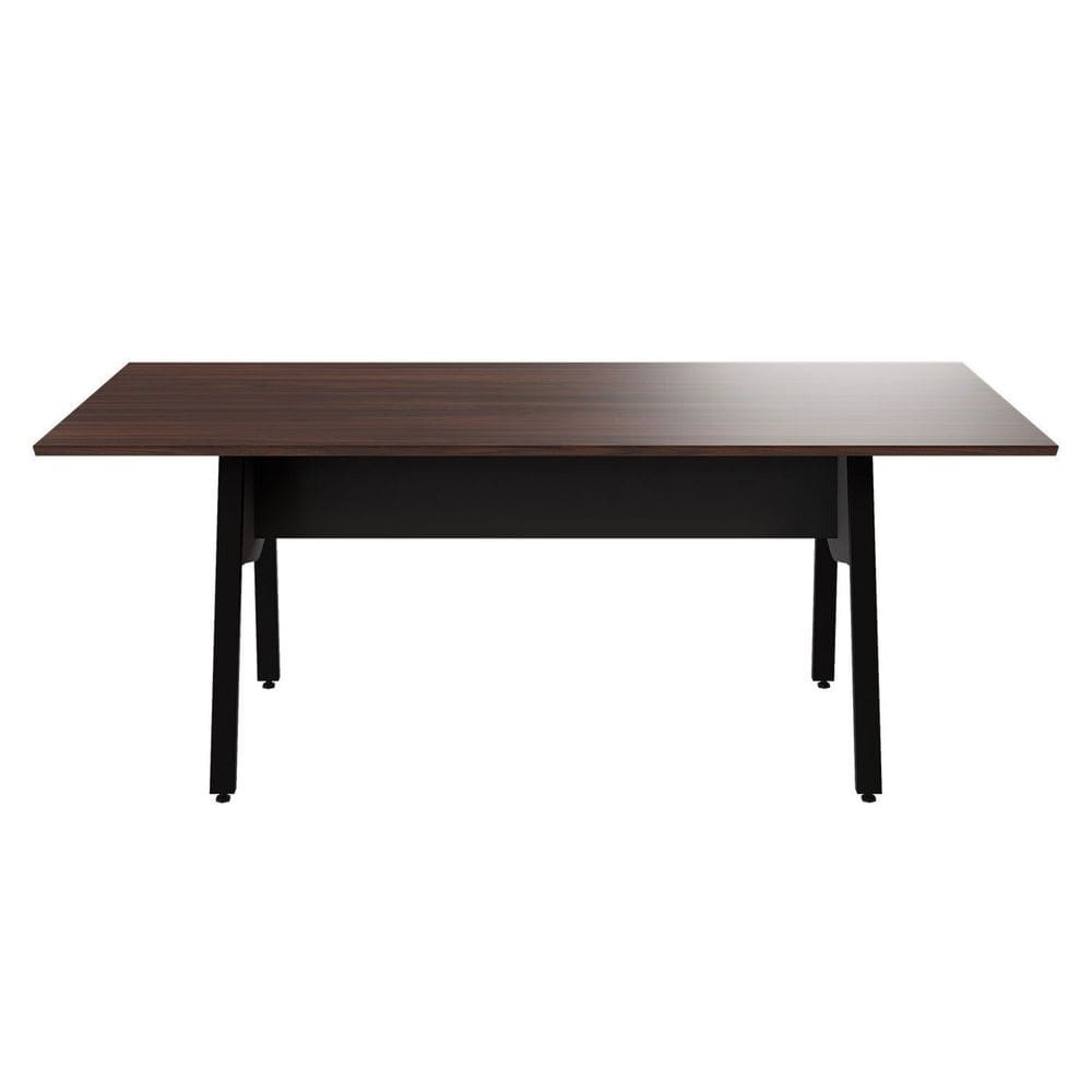 Mesa de Reunião 200cm para 8 Pessoas com Tampo Chanfrado Industrial Executive Preto
