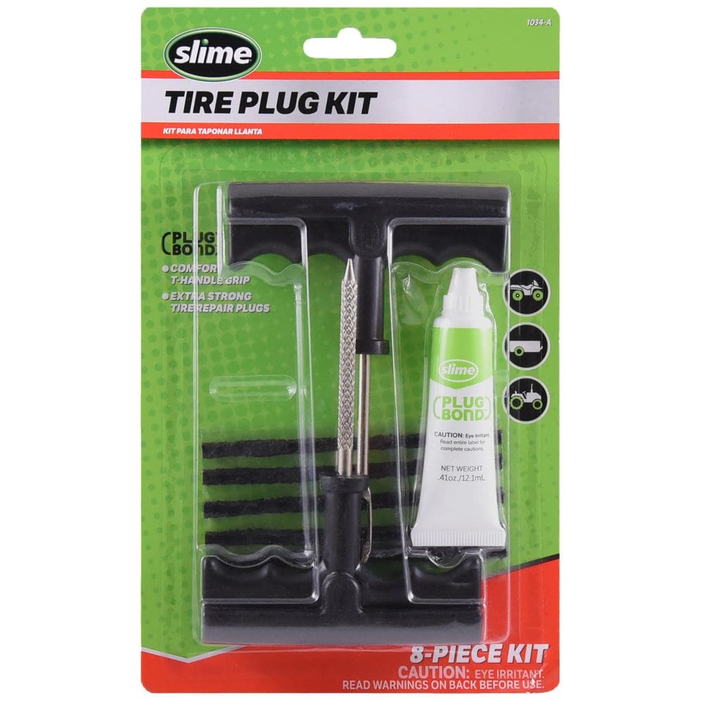 Kit de reparo de pneus Slime 1034-A Reamer Plug com cola, conjunto de 8 peças