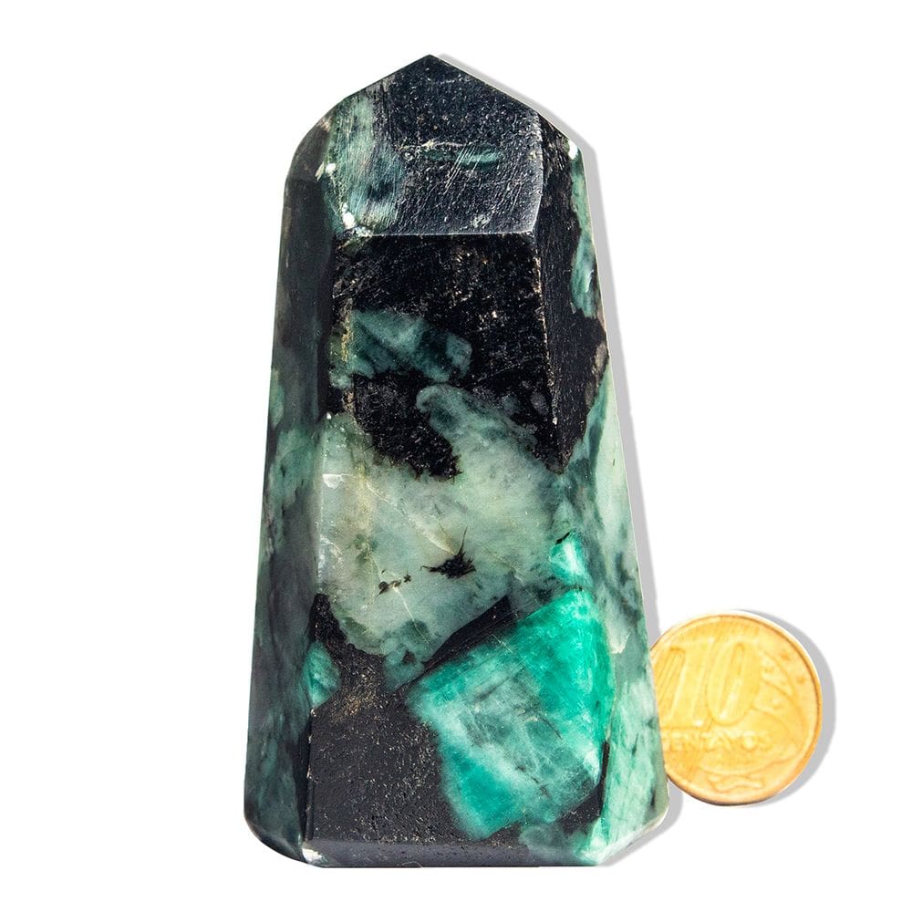 Ponta Esmeralda Verde Pedra Natural 8 a 9cm 150-200g Tipo C