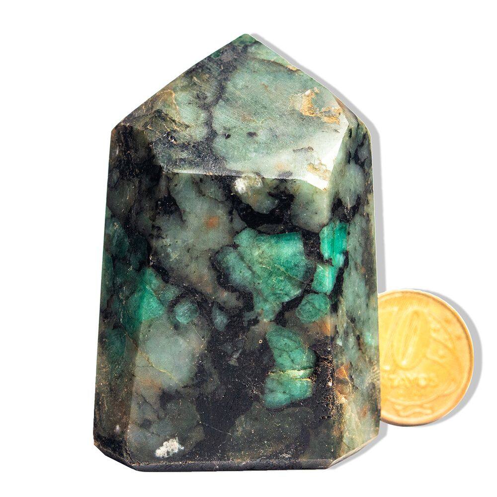 Ponta Esmeralda Verde Pedra Natural 5 a 6cm 80 a 120g Tipo C