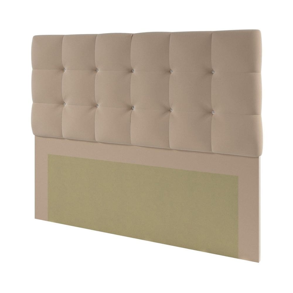 Cabeceira Estofada com Strass 140cm Casal Paris Bege