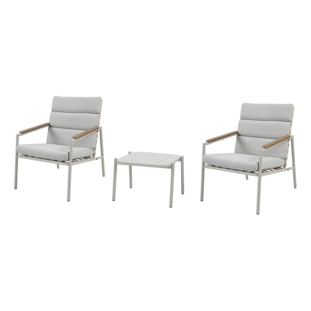 Conjunto De Varanda Almofadado Aco Wood Trancado 2 Pessoas