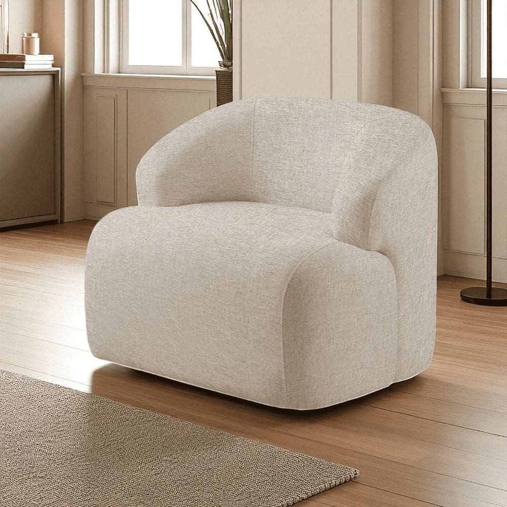 Poltrona Luxo Madeira Maciça Eucalipto Noah Bege