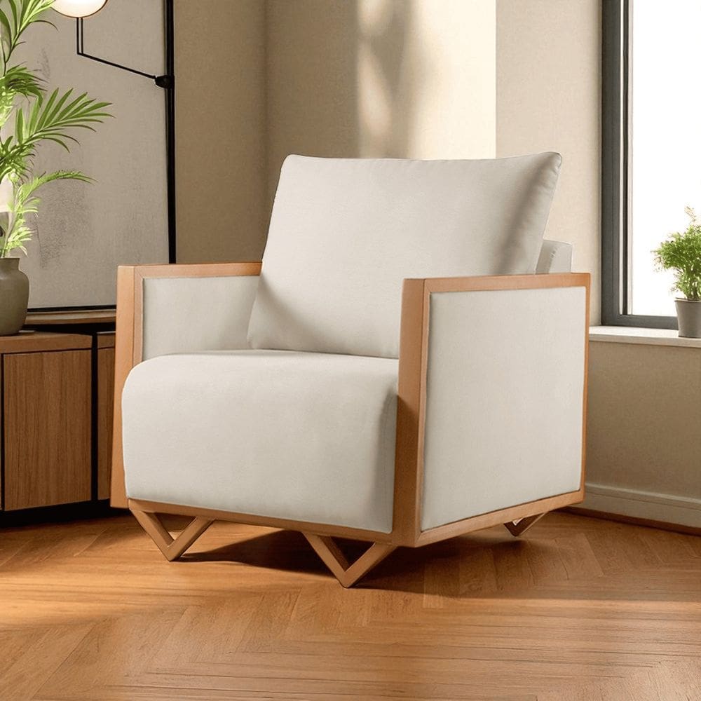 Poltrona Luxo Madeira Maciça Matteo Off White