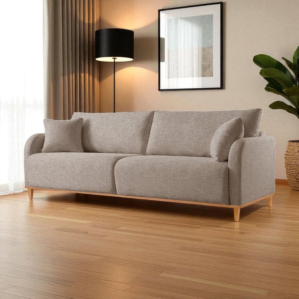 Sofá Fixo 3 Lugares Luxo 180cm Camila Cappuccino