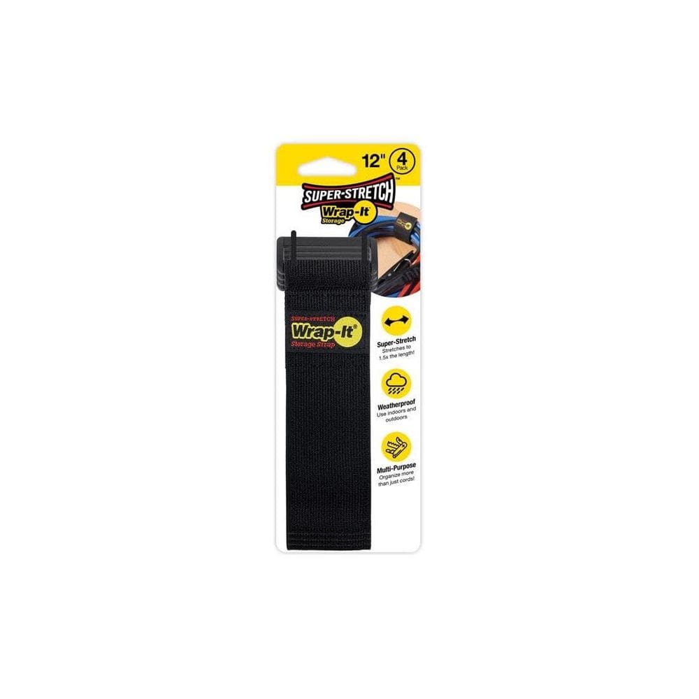 Alças elásticas de armazenamento Wrap-It 2,5 cm x 30 cm, pacote com 4