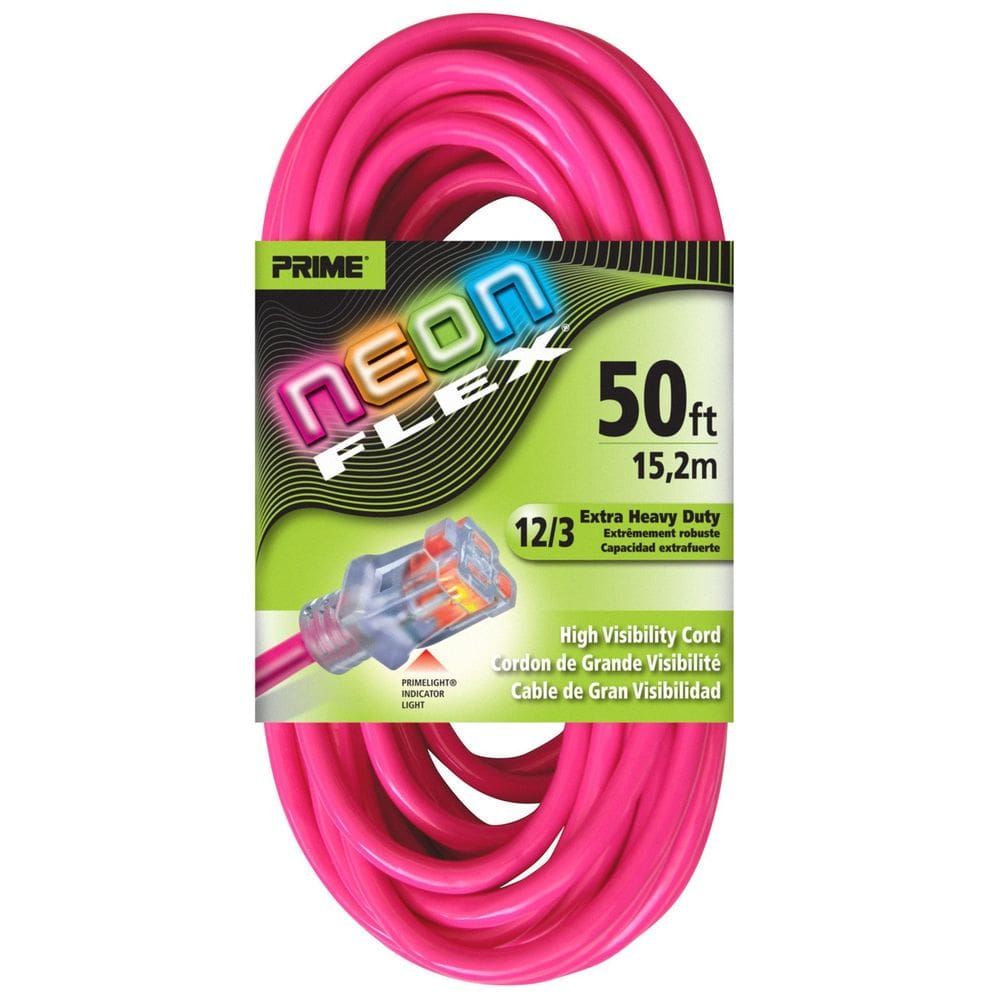 Cabo de extensão Prime Wire NS513830 15 m 12/3 SJTW rosa neon