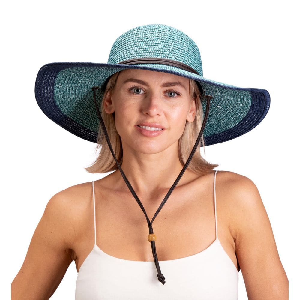 Chapéu de sol feminino trançado de aba larga Sloggers UPF 50+ cinza azul