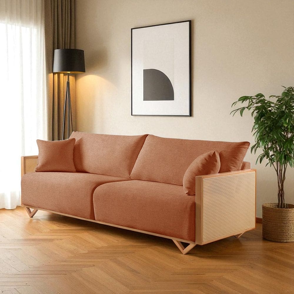Sofá Fixo 2 Lugares Luxo 170cm Arthur Terracota