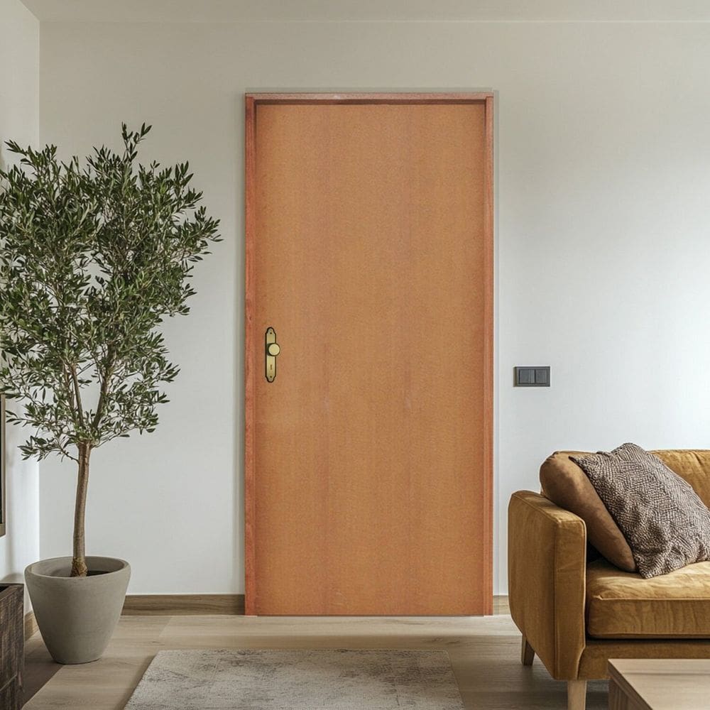 Porta Lisa Curupixa Batente Ecológico 1 Fechadura 813/02 Oxidada 82 X 210cm Lado Direito Rodam