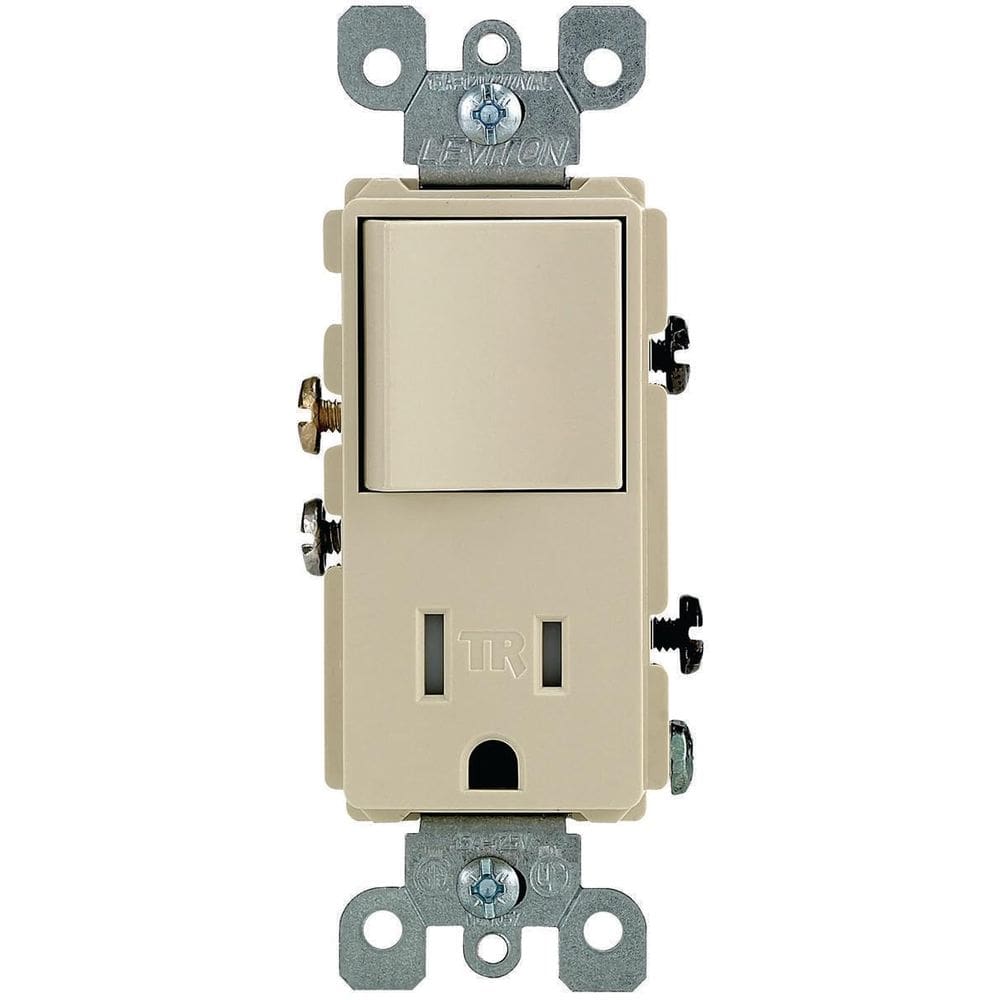 Tomada elétrica Leviton S01-T5625-ISP Interruptor marfim de 15 A