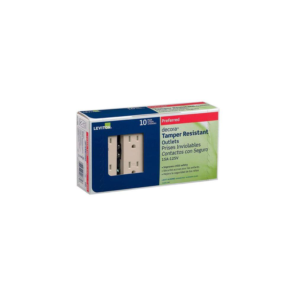 Tomada Leviton Duplex resistente a adulterações 15A 125V Light Ammond