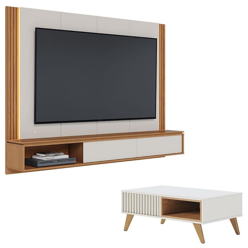 Home Suspenso Loa com Mesa de Centro Jeri Off White Freijó - Colibri