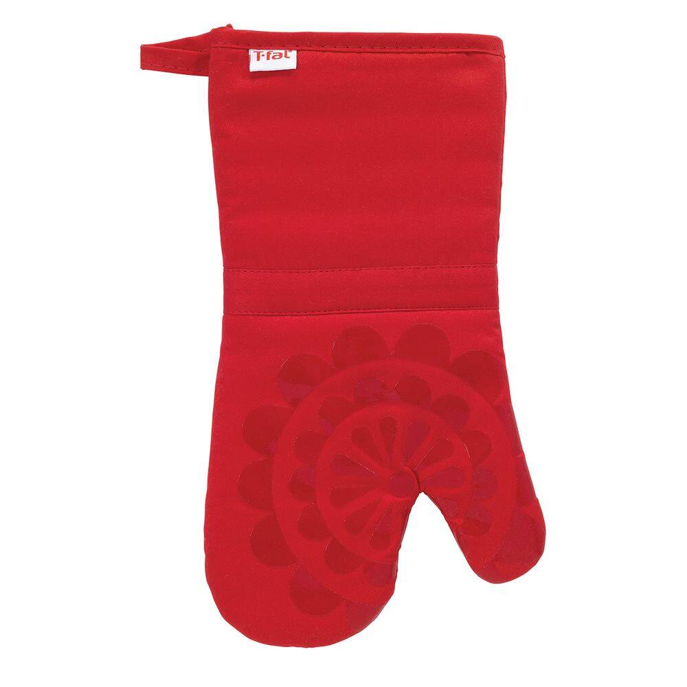 Luva de forno T-Fal em sarja de silicone e algodão 32x18cm vermelha