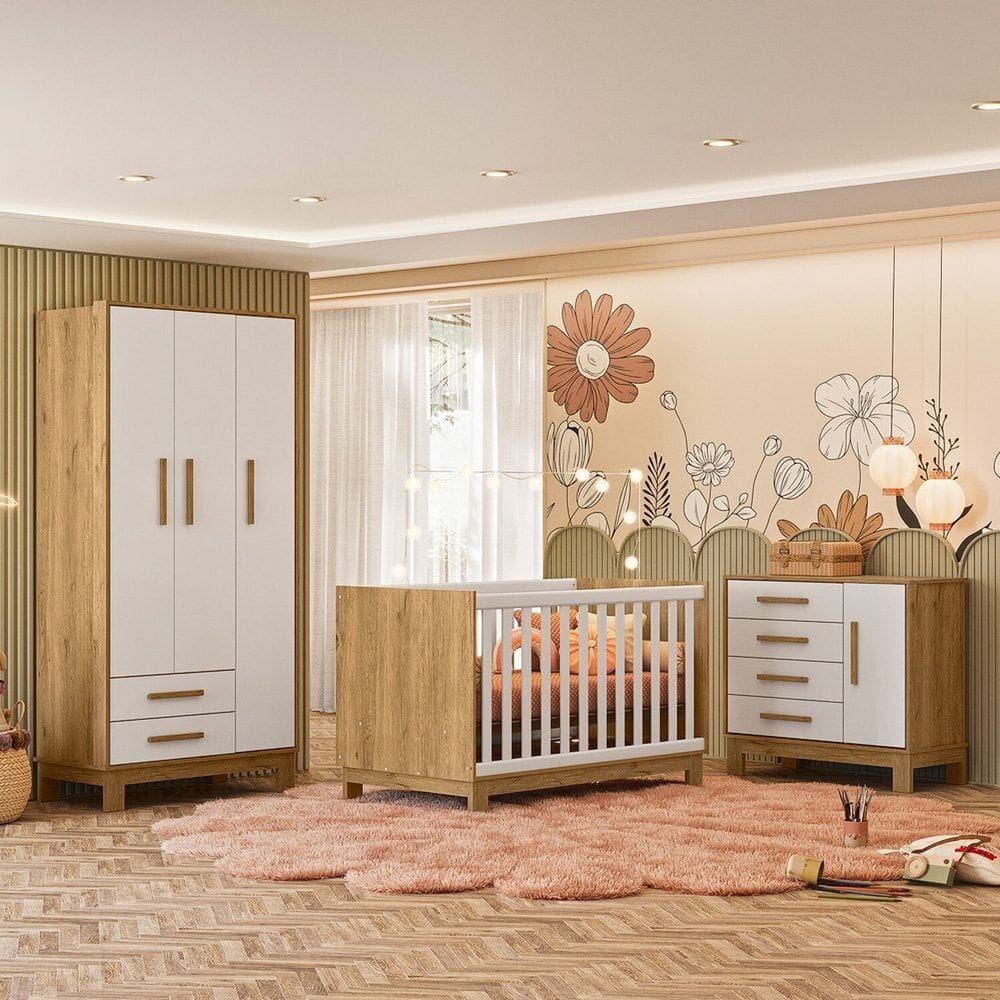 Conjunto para Quarto de Bebê Encanto Slim Freijo Toq / Branco Acetinado