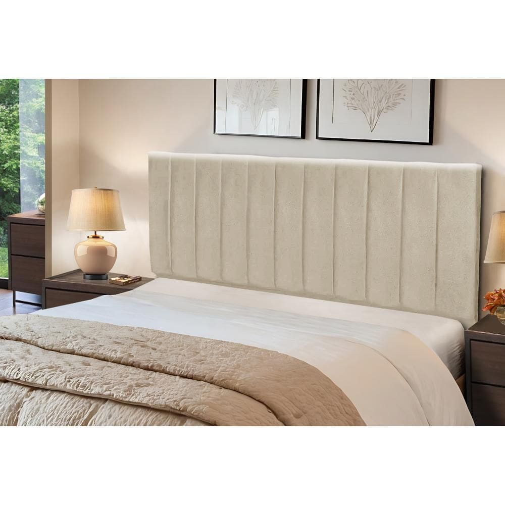 Cabeceira Estofados Casal Queen Quarto 1,64cm Lilian Suede Bege Madelina Decor