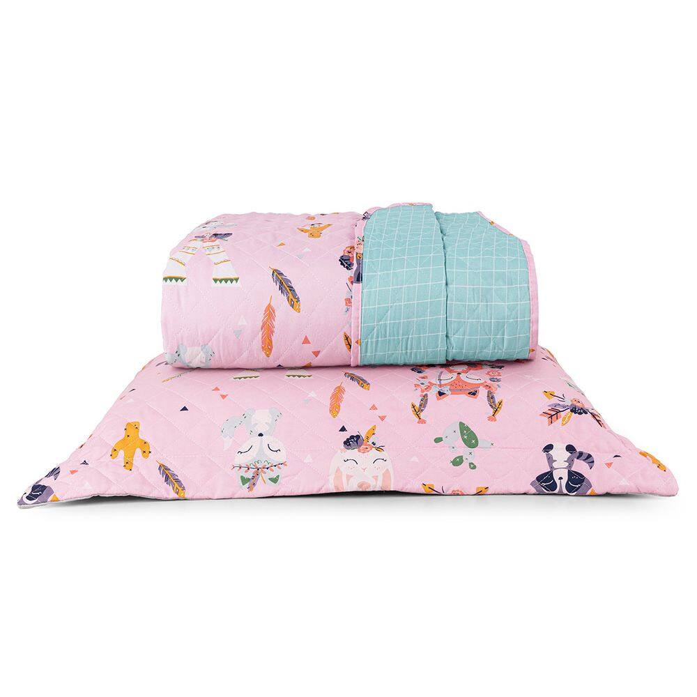 Kit Cobre Leito Solteiro Infantil Raposa 4 Peças Micropercal 200 fios