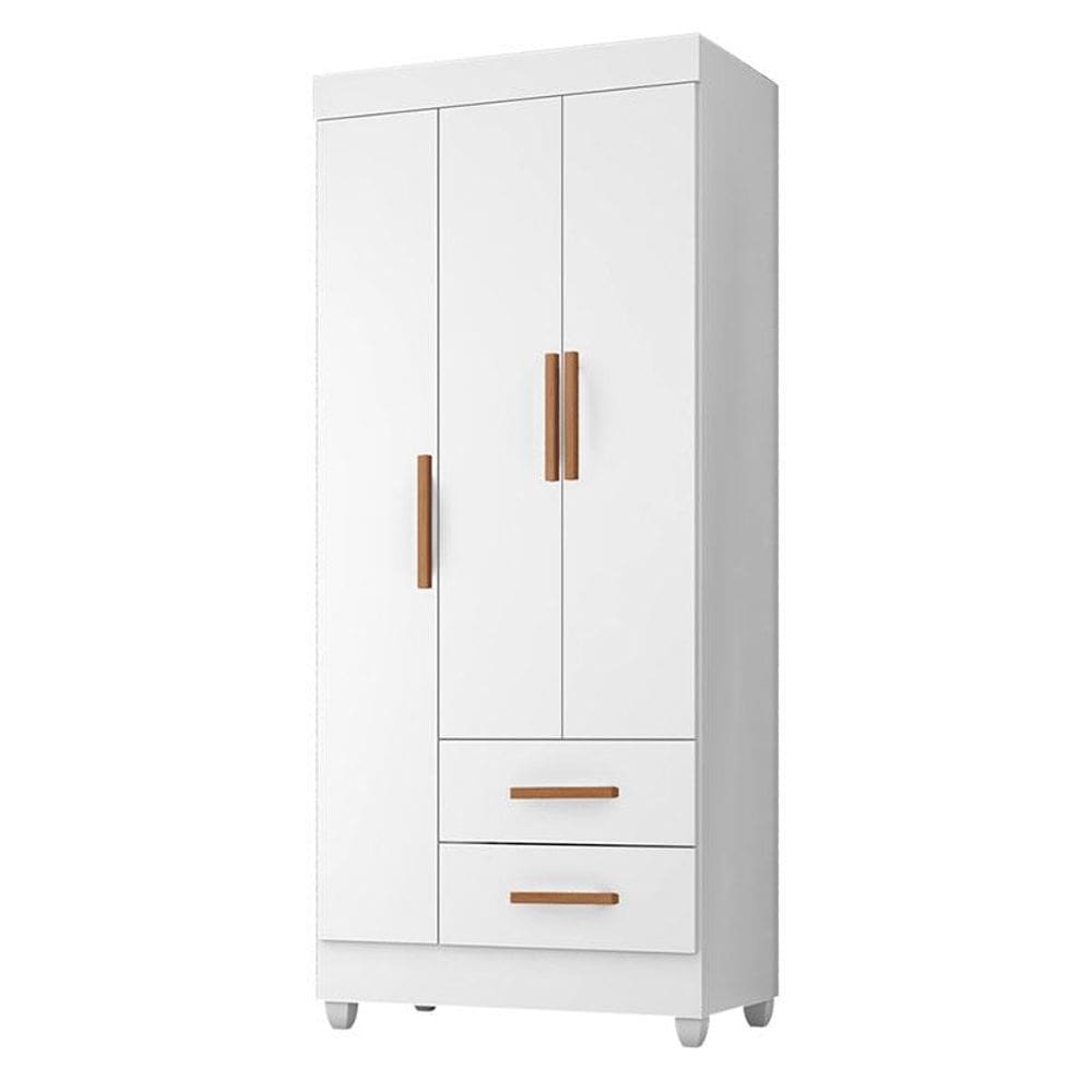 Guarda Roupa Solteiro Lite 3 Portas Branco Brilho - Móveis Leão