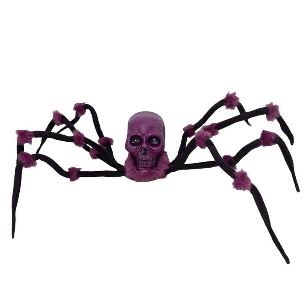 Aranha Caveira Pelucia Grande Hallowen Acende Olhos Som Movimento Festa Assustadora Susto Horror Perna Maleavel