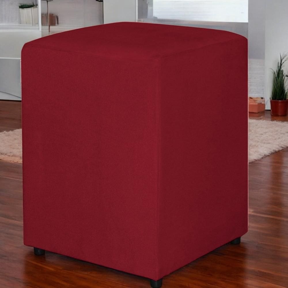 Puff Decorativo Quadrado Para Sala Quarto Suede Vermelho Madelina Decor