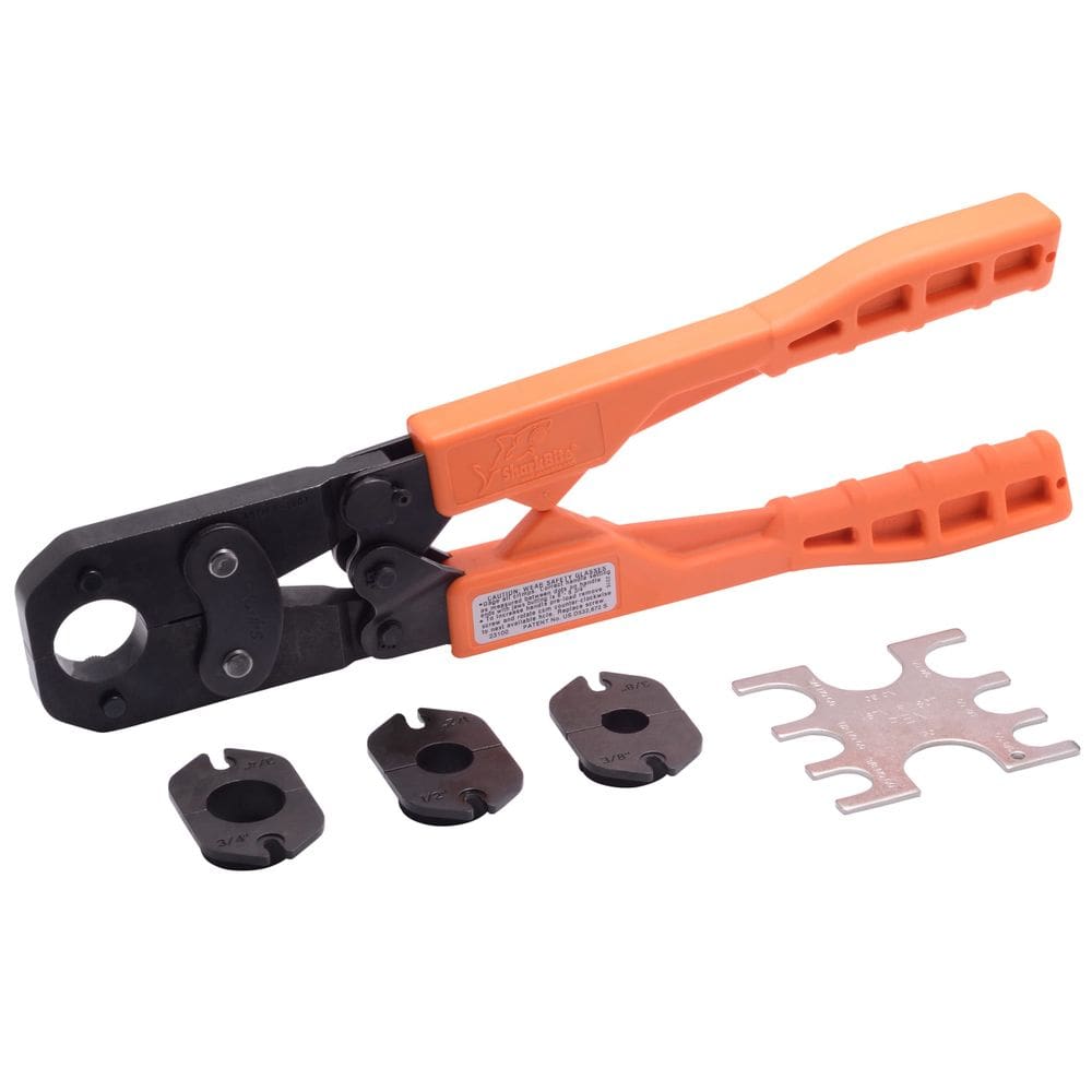 Ferramenta de crimpagem SharkBite PEX de 3/8 polegadas com kit de várias cabeças 23100