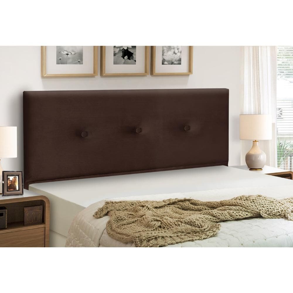 Cabeceira Estofados Casal King Quarto 1,95cm Mariana Suede Marrom Madelina Decor
