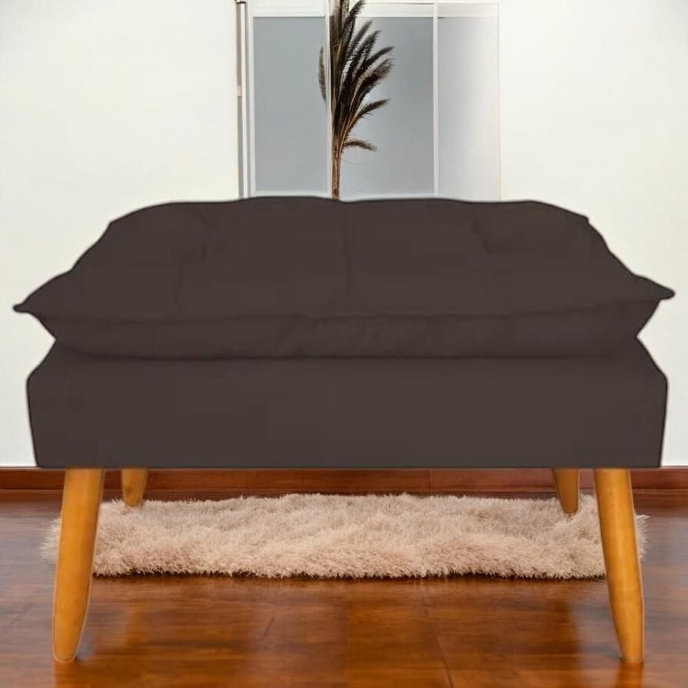 Puff Banqueta Decorativo Opala Para Sala Quarto Suede Marrom Madelina Decor