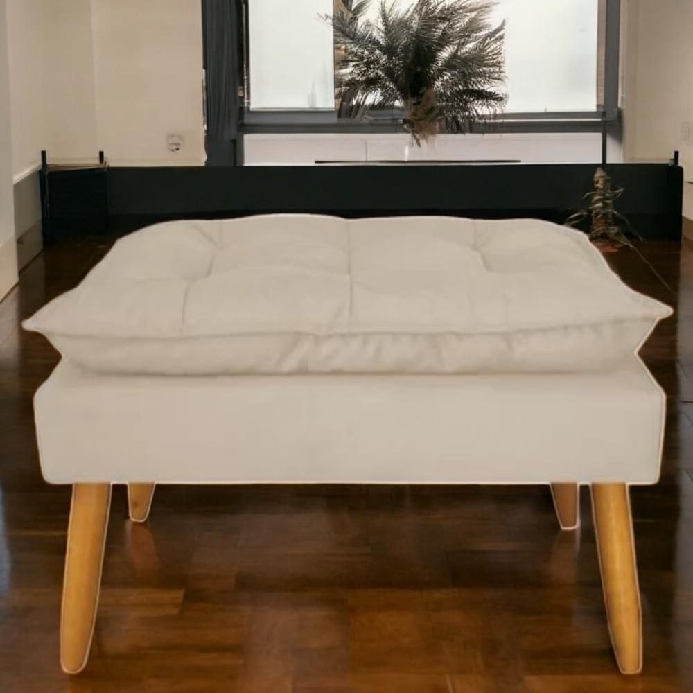 Puff Banqueta Decorativo Opala Para Sala Quarto Suede Bege Madelina Decor