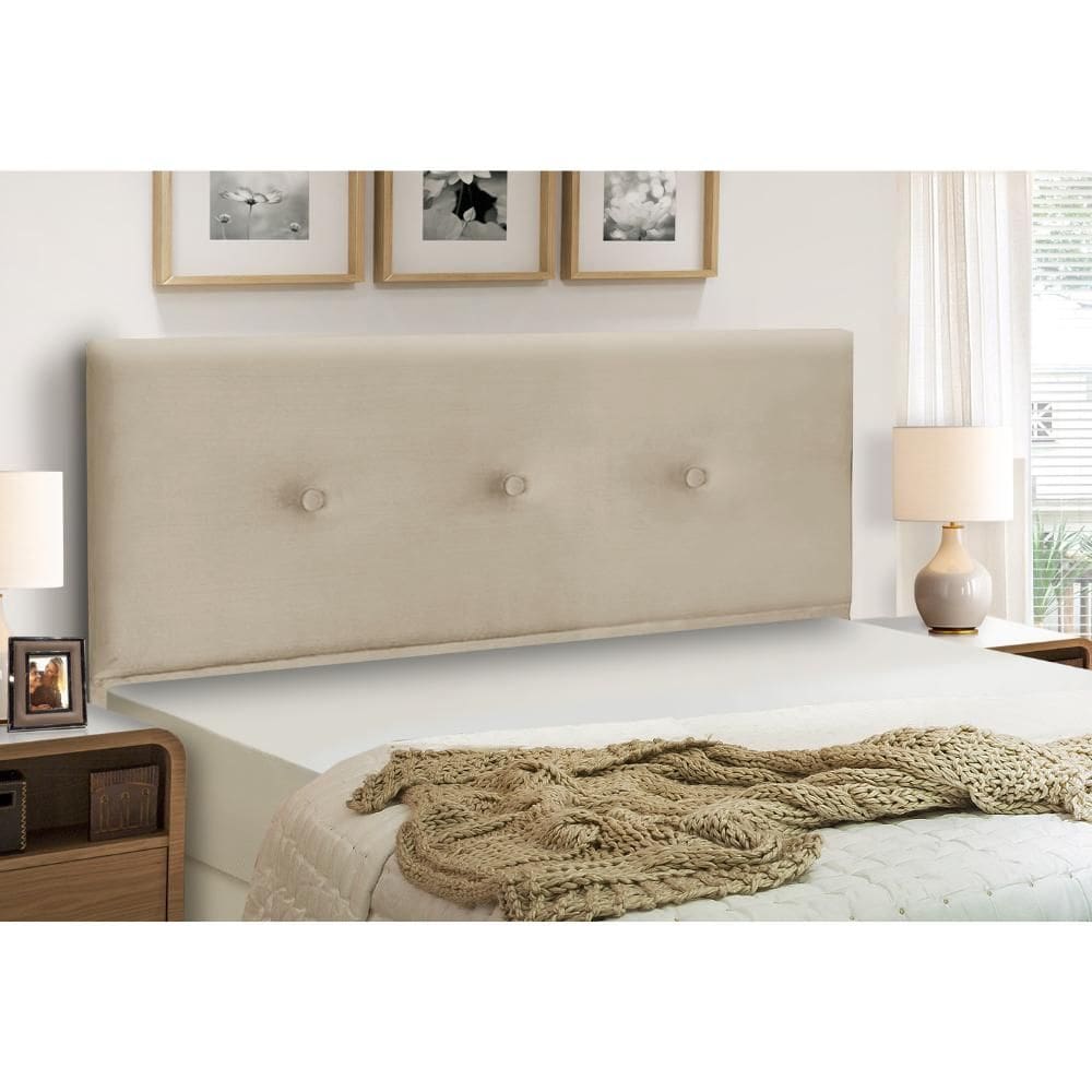 Cabeceira Estofados Casal King Quarto 1,95cm Mariana Suede Bege Madelina Decor